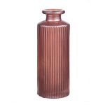 Botella de cristal EMANUELA, diseño acanalado, rosa-metálico, 13,2cm, Ø5,2cm