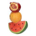 Einzelblumenvase Granatapfel Orange Wassermelone TILLAS aus Keramik, rot-gelb-grün, 14,8x8x21cm
