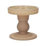 Portavelas para vela cilíndrica de cristal KLEOFINA, con base, beige mate, 8,5cm, Ø8,5cm
