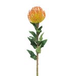 Flor artificial «Almohadilla de alfileres Protea» XIFANG, naranja-amarillo, 75 cm, Ø 10 cm