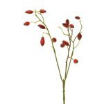 Rama decorativa de rosa silvestre XINGRUI con escaramujos, roja, 45cm