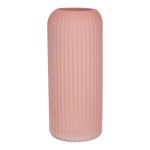 Jarrón ALBURGIS con estrías, cristal, rosa antiguo mate, 25 cm, Ø 10 cm