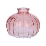 Botella de cristal ALFHARD con estrías, rosa antiguo transparente, 8,5 cm, Ø 10,5 cm