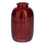 Botella decorativa SILVINA de cristal, estriada, rojo burdeos-transparente, 12 cm, Ø 7 cm