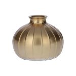 Blumen Vase ALFHARD, Glas mit Rillen, gold-metallic, 8,5cm, Ø10,5cm
