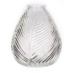 Florero NELLOMIO con estructura de hojas, vidrio, transparente, 16cm, Ø14cm