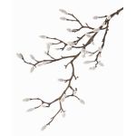 Rama de magnolia textil KOTORI, blanca, gris, 75cm, Ø0,5-1cm
