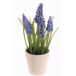 Muscari artificial ARABELLA en maceta decorativa, lila-azul, 25cm, Ø2-3cm