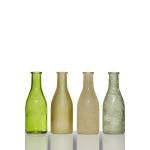 Set de 4 botellas ANYA, cilíndricas/redondas, verde-amarillo, 26.5x6x18cm