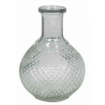 Jarrón florero DONKA, fino motivo de diamantes, esfera/redondo, transparente, 15cm, Ø4,5cm/Ø11cm