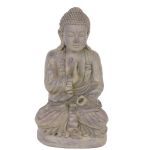 Figura de Buda SHANTA, meditando sentado, gris, 45cm