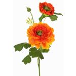 Ranúnculo artificial SAGARA, naranja-verde, 45 cm, Ø 5-9 cm