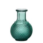 Botella de cristal DONKA, con diseño de rombos, turquesa transparente, 11,5 cm, Ø 8,5 cm