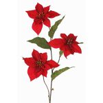 Rama decorativa de poinsettia de terciopelo TONZI, roja, 80cm, Ø15cm