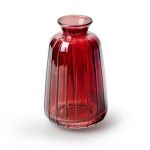 Deko Glasflasche TATIANA mit Rillen, dunkelrot, 11cm, Ø6,5cm