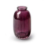 Dekoflasche SILVINA aus Glas, Rillen, kirschrot-klar, 12cm, Ø7cm