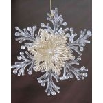 Copo de nieve acrílico para colgar BALADI, brillo, transparente-oro, Ø15cm