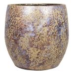Maceta de cerámica vintage MAGO, pintura efecto lavado, dorado, 17cm, Ø19cm
