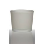 Gran portavelas de cristal ALENA FROST, blanco mate, 9cm, Ø10cm