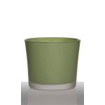 Maceta ALENA FROST, cilíndrica/redonda, verde hierba mate, 12,5cm, Ø14,5cm