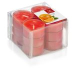 Juego de 12 velas con fragancia / Vela perfumada ASTRID, naranja, 1,6cm, Ø3,7cm, 4h