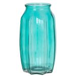 Florero pequeño de cristal AMORY, turquesa-transparente, 22cm, Ø12cm