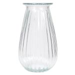 Florero de vidrio DORITA con ranuras, transparente, 21cm, Ø13cm