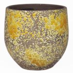 Maceta de cerámica rústica TSCHIL, color degradado, ocre-amarillo-marrón, 20cm, Ø20cm