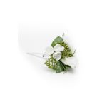 Kunst Lisianthus Hortensie Blumenanstecker EREA, weiß-grün, 15cm