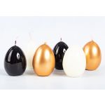 Velas de huevos de Pascua LEONITA, 6 piezas, oro-negro-marfil, 6cm, 4,5cm, 7h - Made in Germany