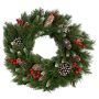Corona decorativa de abeto MARLIES, con efecto nevado y frutos, Ø 30 cm
