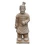 Figura de jardín «Guerrero samurái» LILORA de terracota, hecha a mano, patinada, beige, 21 x 17 x 54 cm
