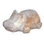 Figura de hipopótamo AURISA de terracota, tumbado, hecho a mano, patinado, beige, 19 x 13 x 9 cm