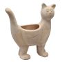 Maceta con forma de gato NYMAR de terracota, hecha a mano, color beige, 46 x 27 x 51 cm