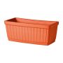 Jardinera rectangular de terracota NANFY, con líneas, 53x20x17cm