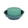 OASIS® Ideal, masa de montaje en húmedo, cilindro en bandeja de plástico, verde, 5 cm, Ø 12 cm