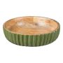 Cuenco decorativo MARAMA de madera de mango, estriado, verde-natural, 6 cm, Ø 20 cm