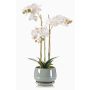 Orquídea artificial Phalaenopsis de cerámica JOLANA en maceta, blanca, 45cm