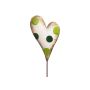 Corazón metálico decorativo HANUS en palo, punteado, blanco-verde, 13x1x60cm