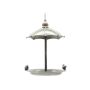 Bebedero de zinc vintage para pájaros TUNCEL, paraguas con pájaro, colgante, gris, 56cm, Ø17cm