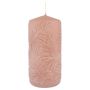 Vela cilíndrica MATHIEU con motivo de hoja de palmera, rosa, 15 cm, Ø 7 cm, 63 h
