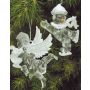 Ángel acrílico para colgar LINDY, 2 piezas, arpa, lira, brillo, blanco-plata, 9x10cm