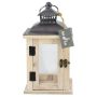Linterna de madera BEGGY con cristal, asa, beige, 15,5 x 15,5 x 29 cm