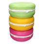 Mesa auxiliar decorativa MOLANI con forma de macaron, verde manzana-amarillo-fucsia, 46,5cm, Ø33,5cm