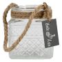 Lámpara de viento MELMY con cordón, diseño de rombos, transparente, 10 cm, Ø 9 cm
