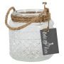 Lámpara de viento OPALUS con cordón, diseño de rombos, transparente, 10,5 cm, Ø 10,5 cm