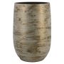 Jarrón de cerámica RODYN con estrías, degradado de color, blanco y dorado, 50 cm, Ø 32 cm