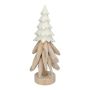 Figura decorativa de abeto TOJA de madera y cerámica, blanco natural, 36 cm, Ø 13 cm