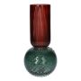 Jarrón de mesa de cristal FRODO con puntos estriados, azul-rojo-transparente, 20cm, Ø9,5cm