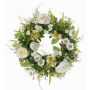Corona de verano artificial FAHIRA, ranúnculos, margaritas, crema, Ø25cm